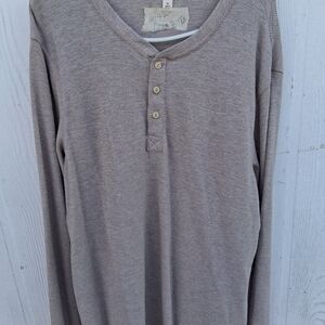 Goodthreads Henley Grey Tan Size L Cotton